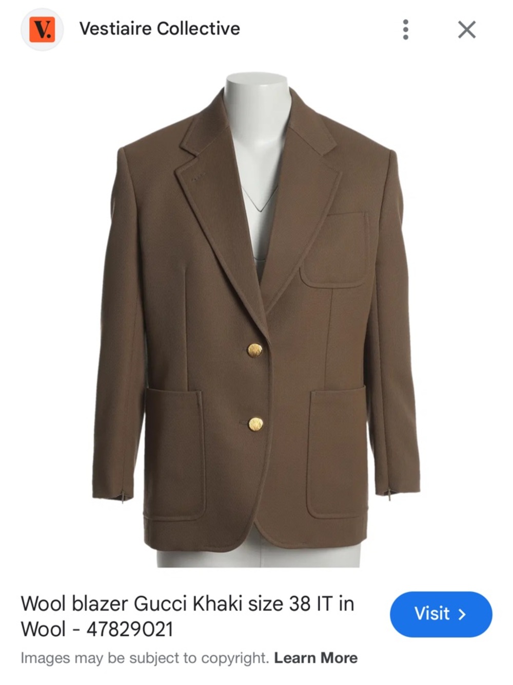 Ucci Mens Inspired Brown Oversized Blazer with Gold Buttons and Vintage Lining